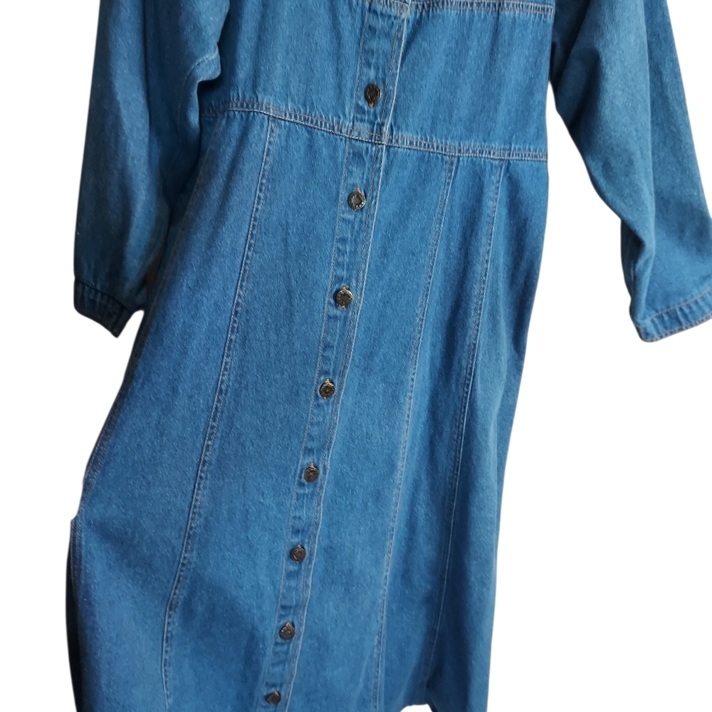 Vintage 90's Wesayo Blues Denim Cotton Maxi Dress - Picture 3 of 6